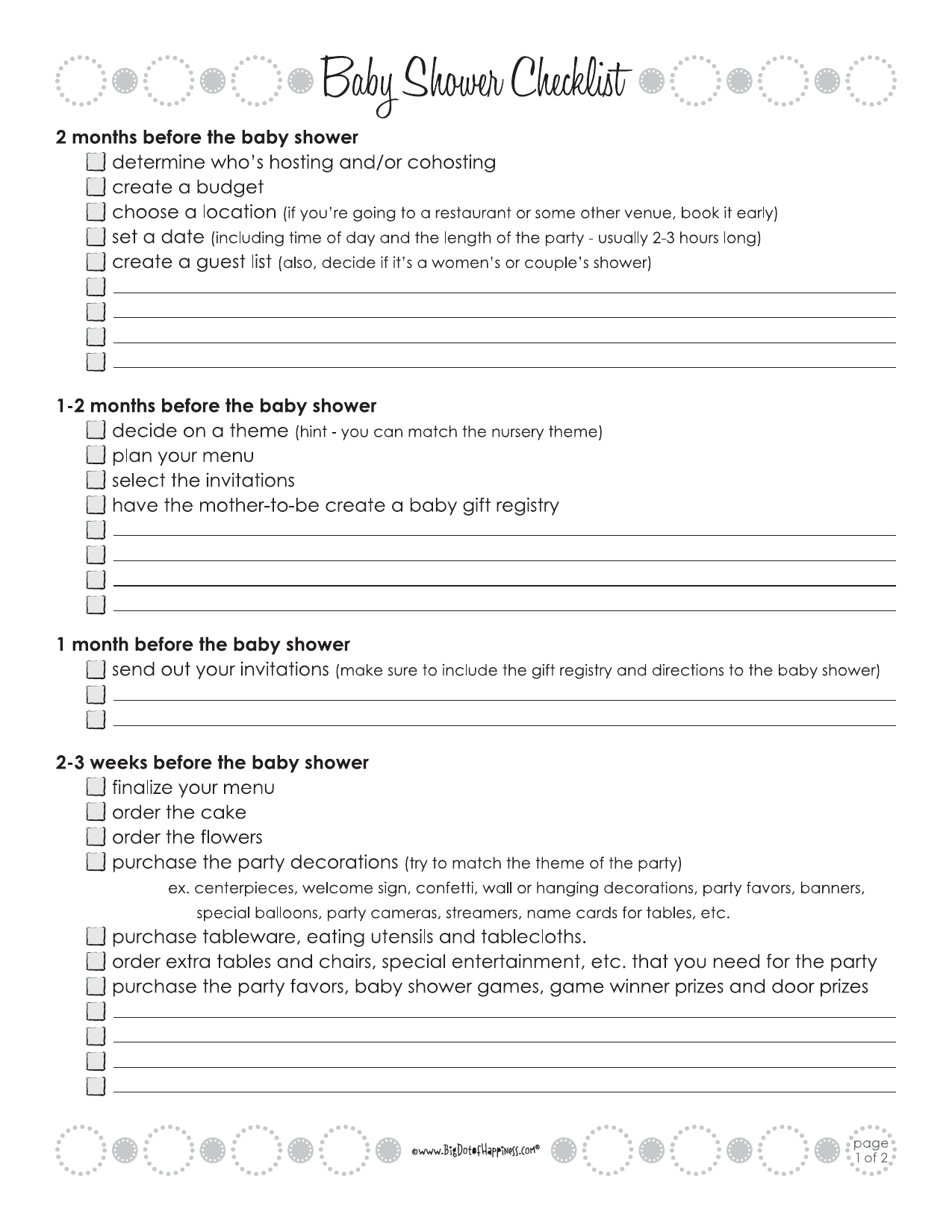 Download Baby Shower Checklist Template Excel PDF RTF Word