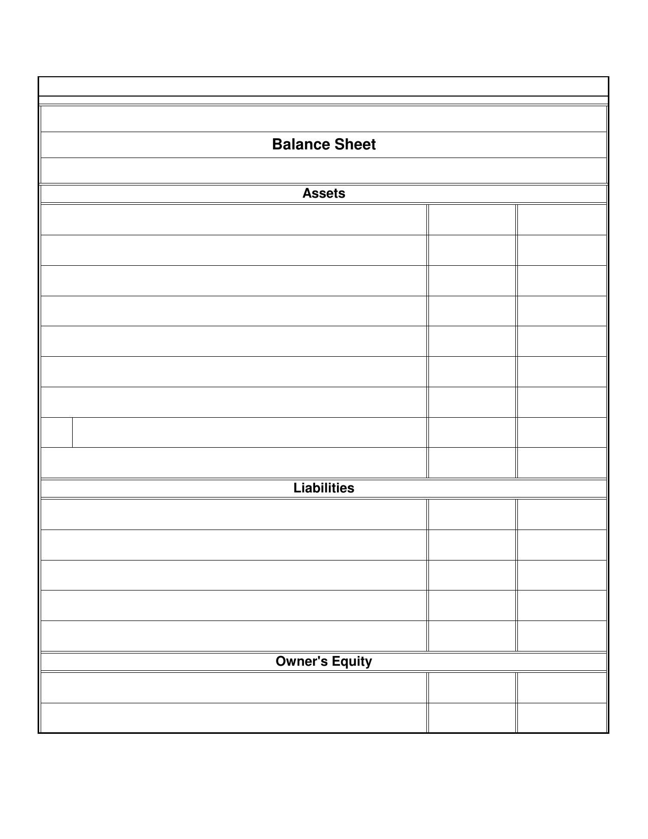 Printable Balance Sheet Template Customize and Print