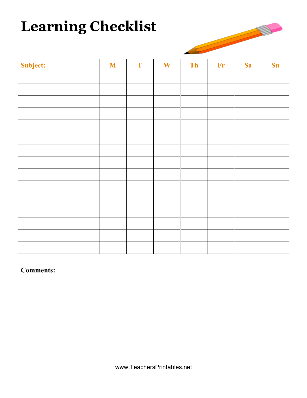 Download Student Checklist Template Excel PDF RTF Word