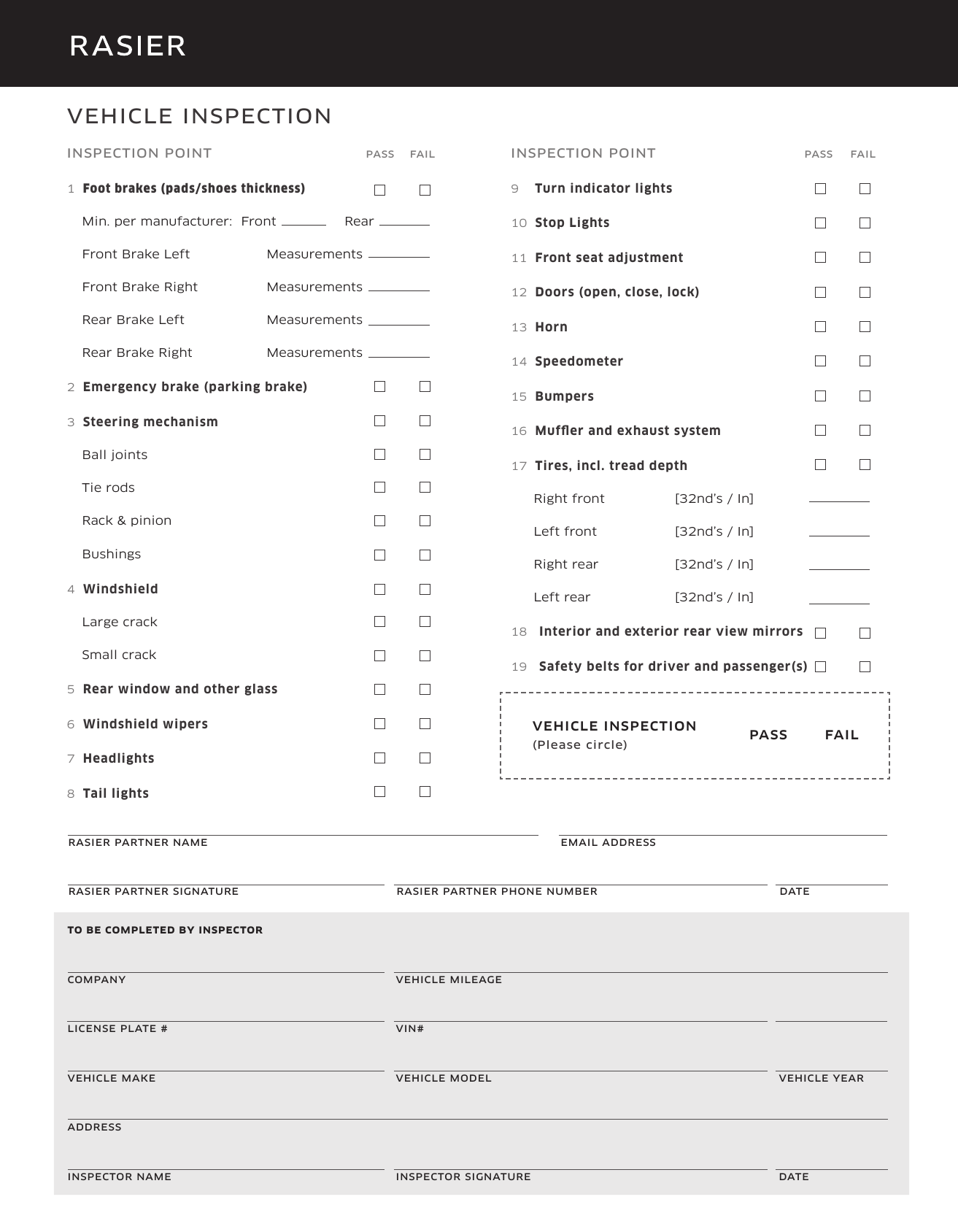 Download Vehicle Inspection Checklist Template | Excel ...