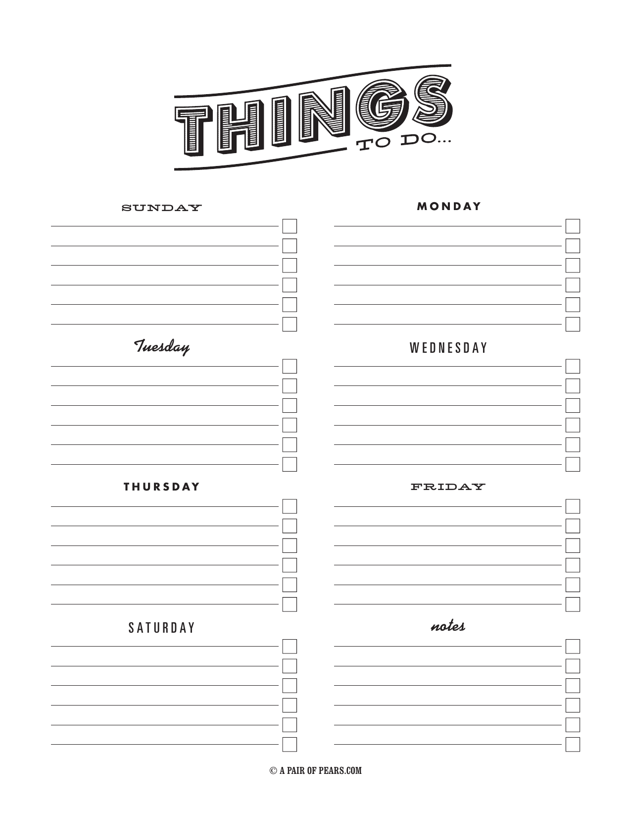 Weekly To Do List Template Free Download
