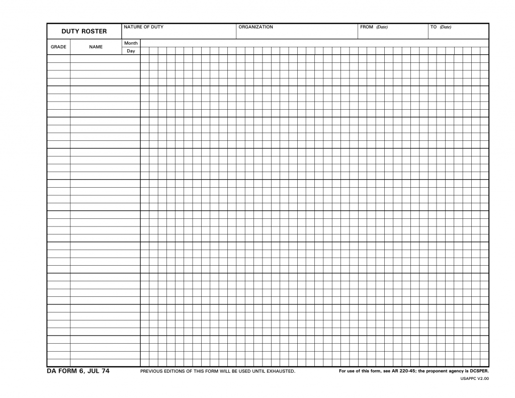 Download DA Form 6 | Duty Roster Form | PDF | XFDL | FreeDownloads.net