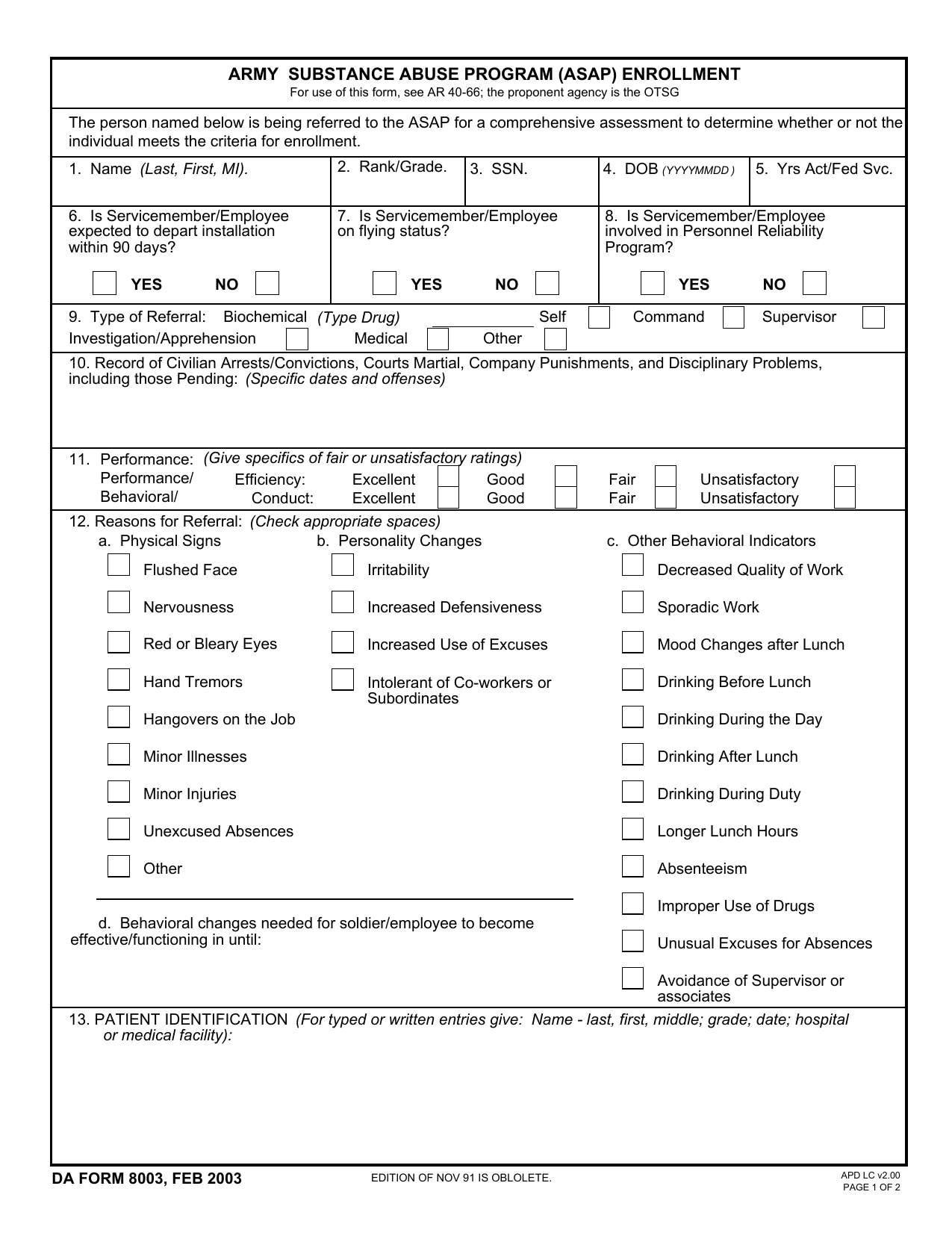 army aer 1059 form