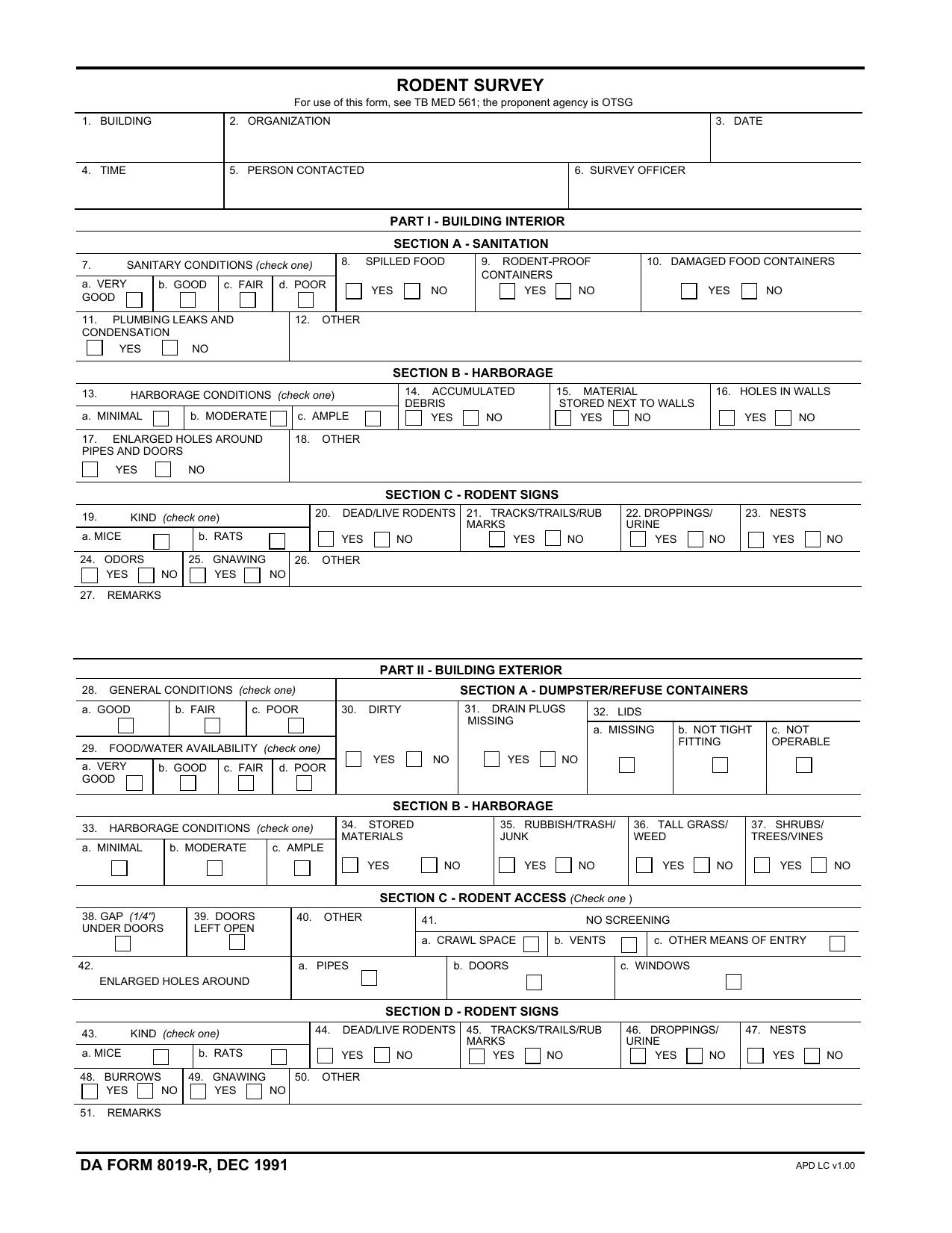 Download DA Form 8019-R | Rodent Survey | PDF | FreeDownloads.net