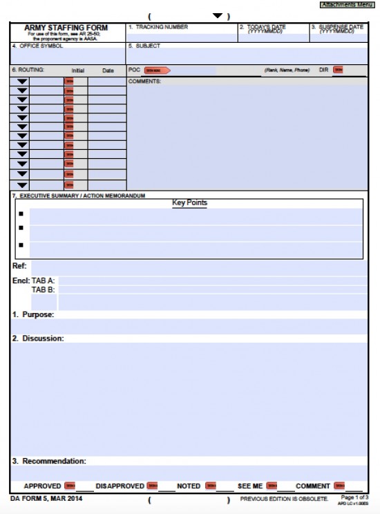 Download DA Form HDQA5 Army Staffing Form PDF
