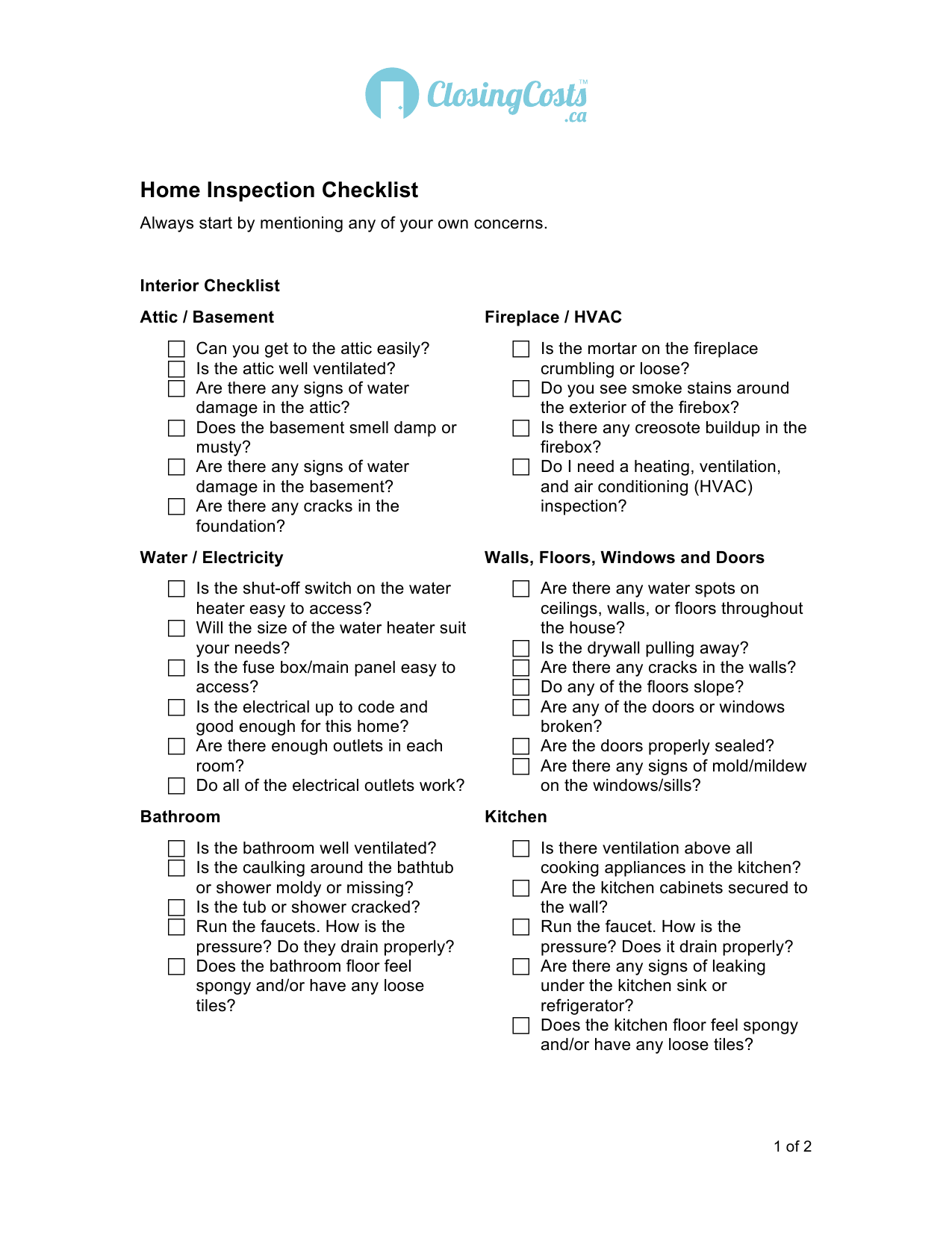 Download Home Inspection Checklist Template Excel PDF RTF Word