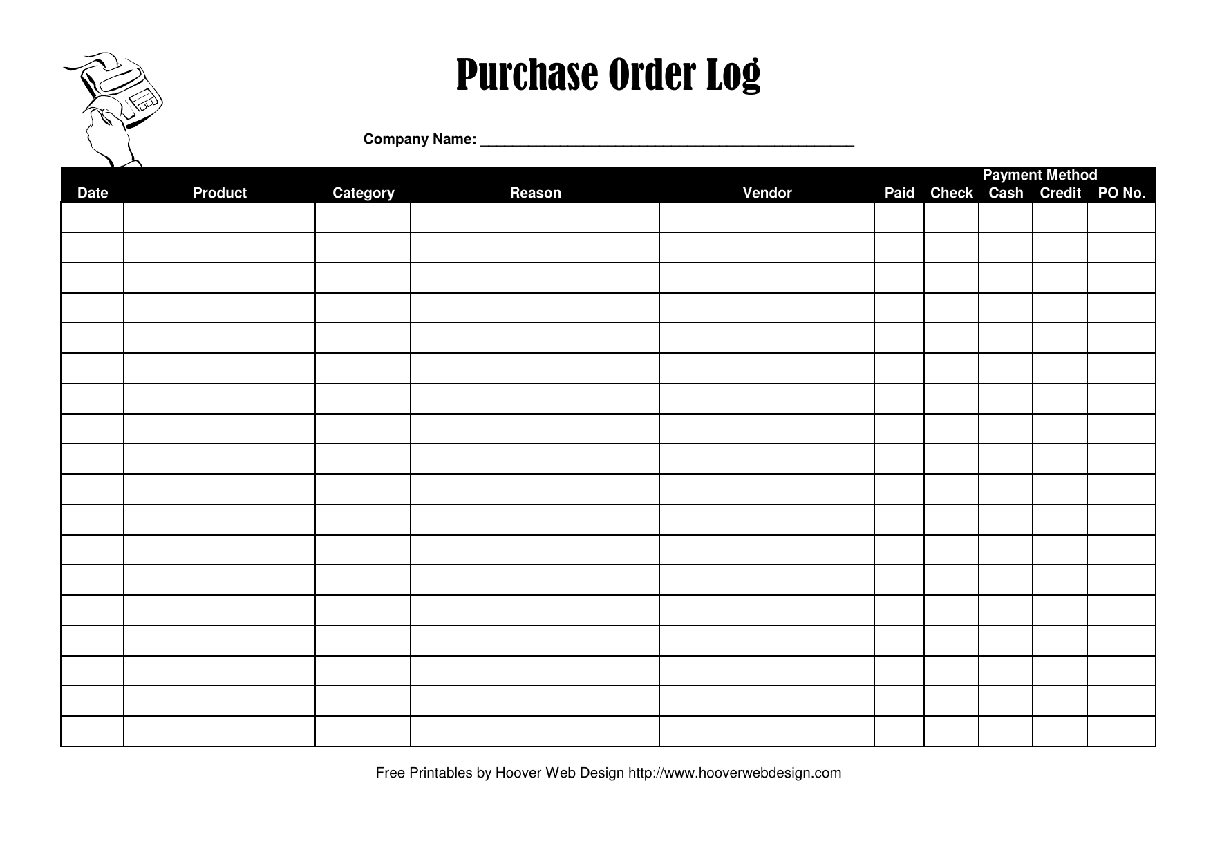 Purchase Order Log Excel Template