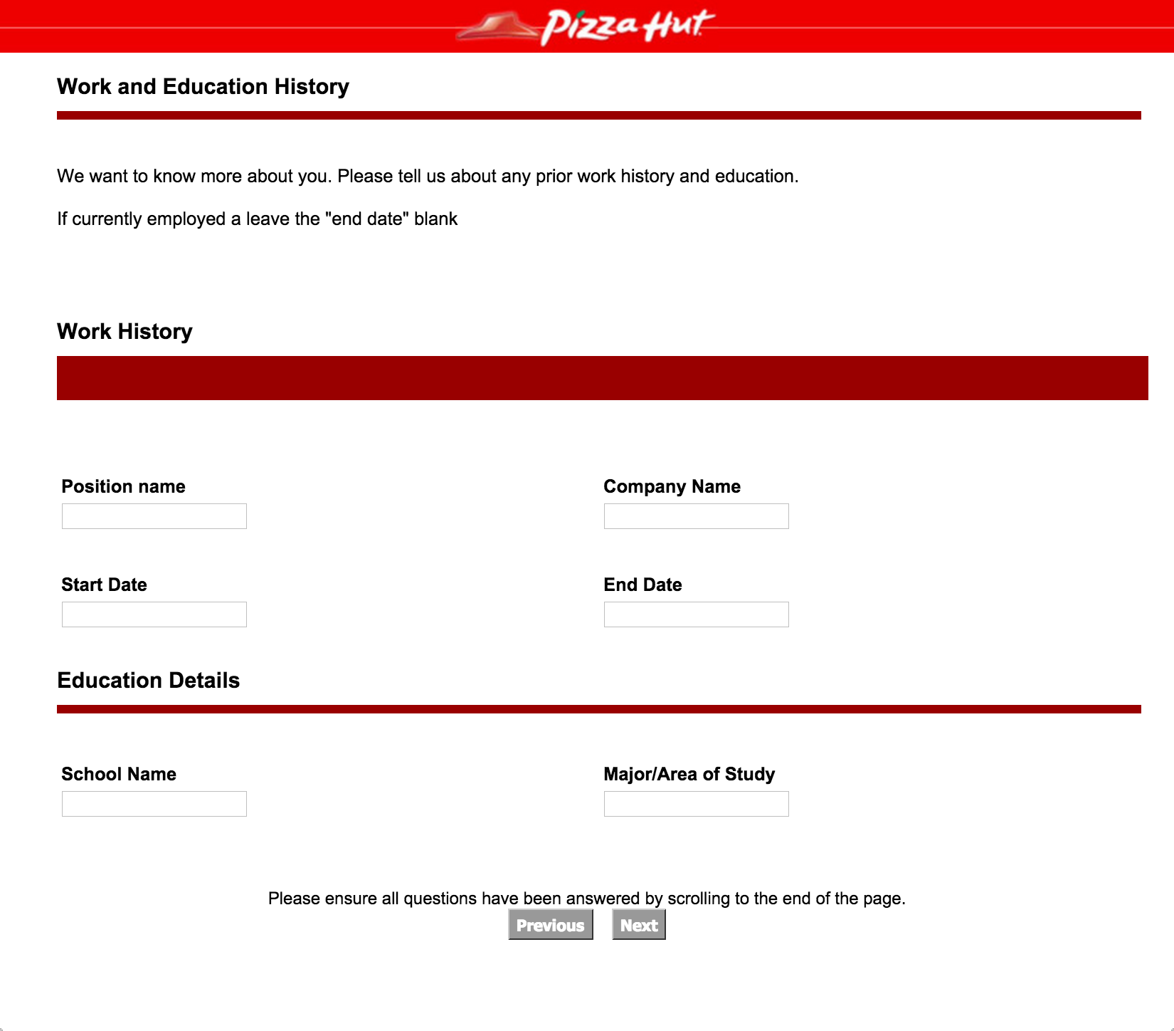Pizza hut delivery job application