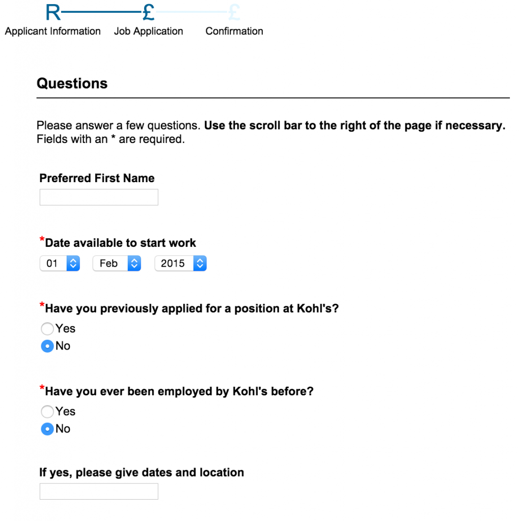 Download Kohl’s Job Application Form PDF