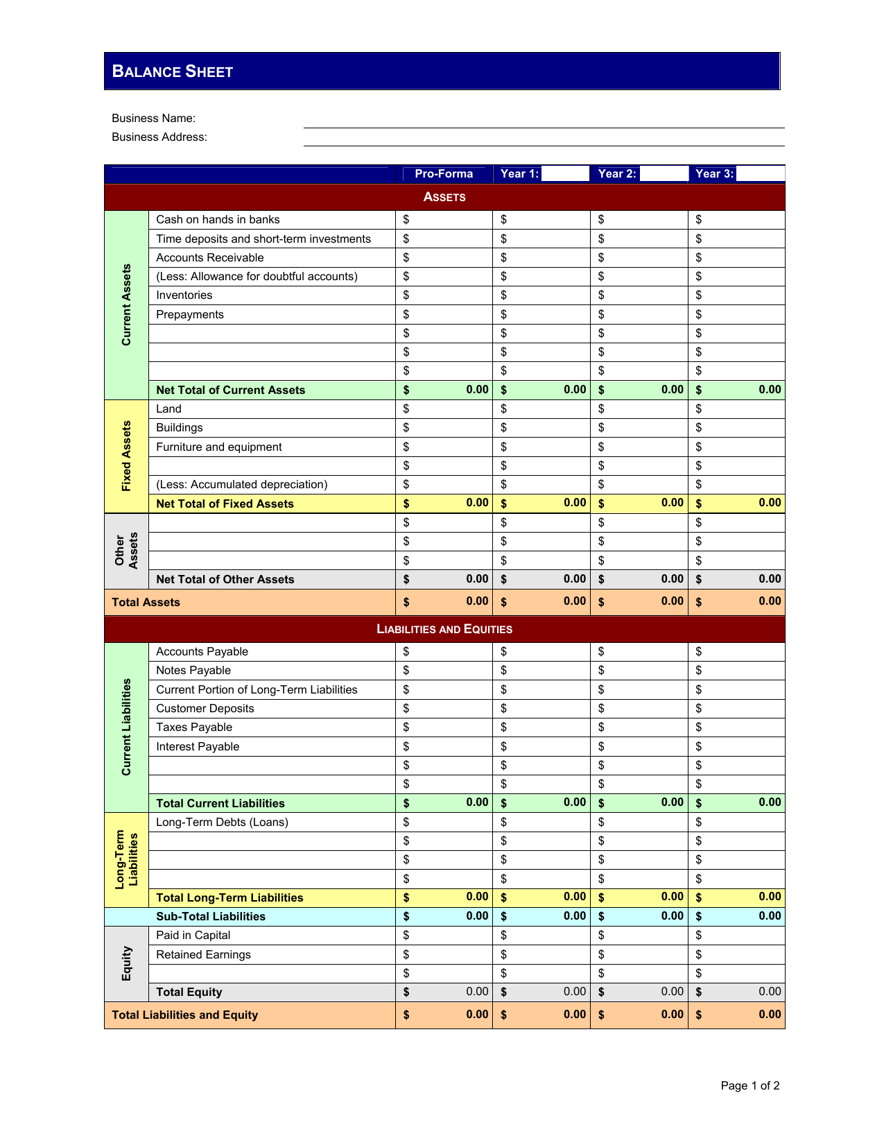 Download  lead Forma Balance Sheet Template | Excel | PDF  