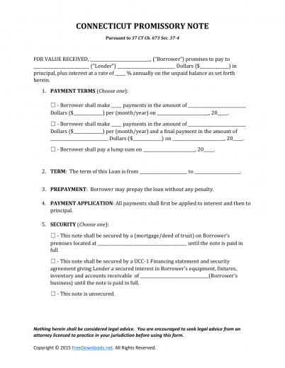 Download Connecticut Promissory Note Form PDF RTF Word