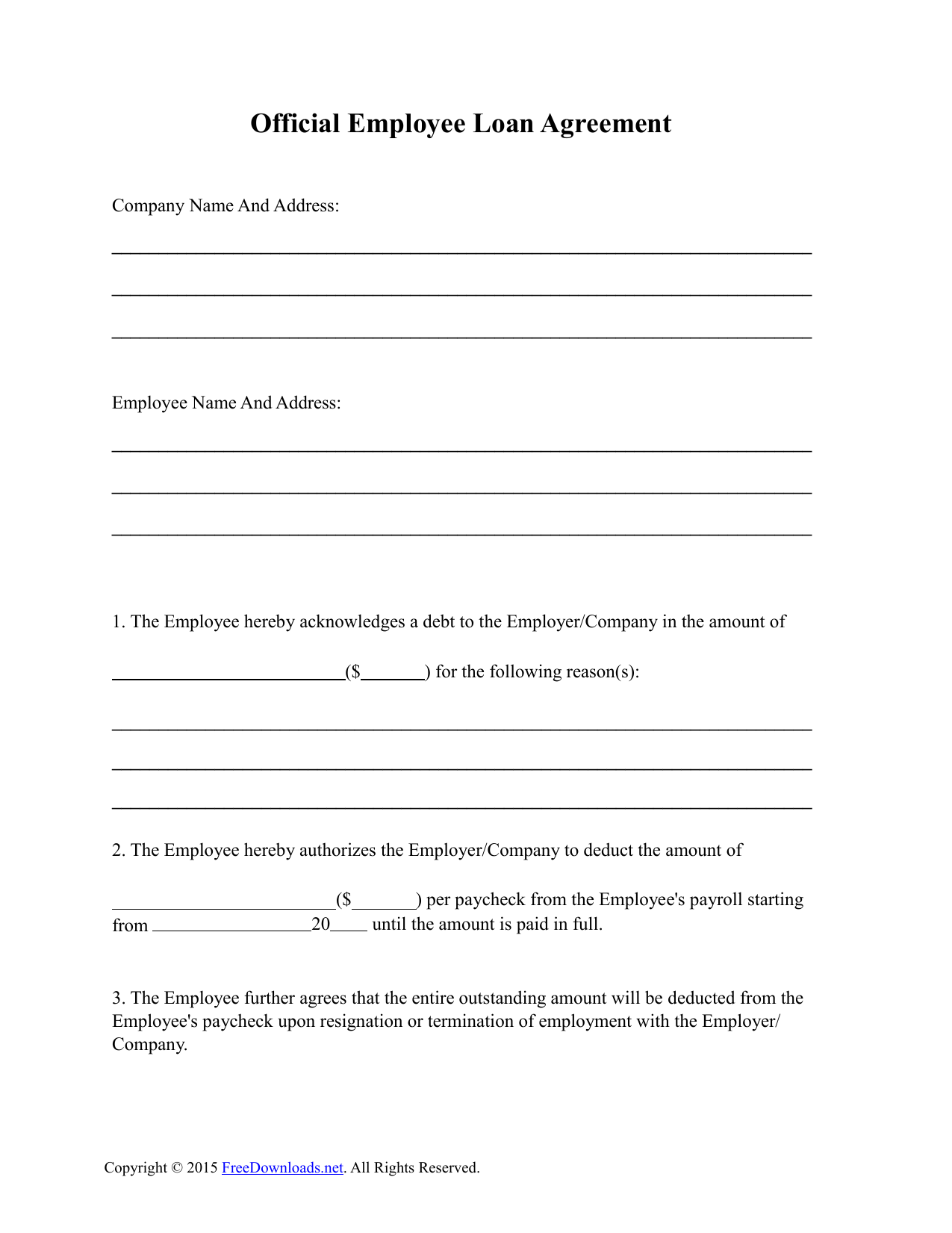 Download Employee Loan Agreement Template | PDF | RTF | Word