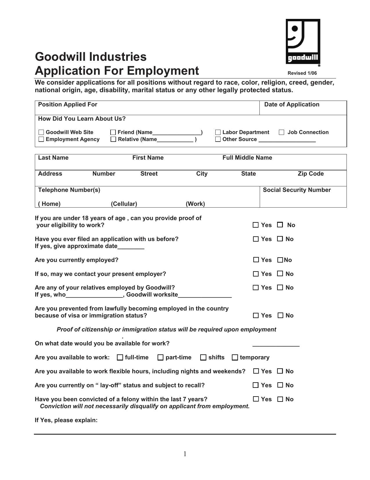 Download Goodwill Job Application Form – Careers | PDF | FreeDownloads.net