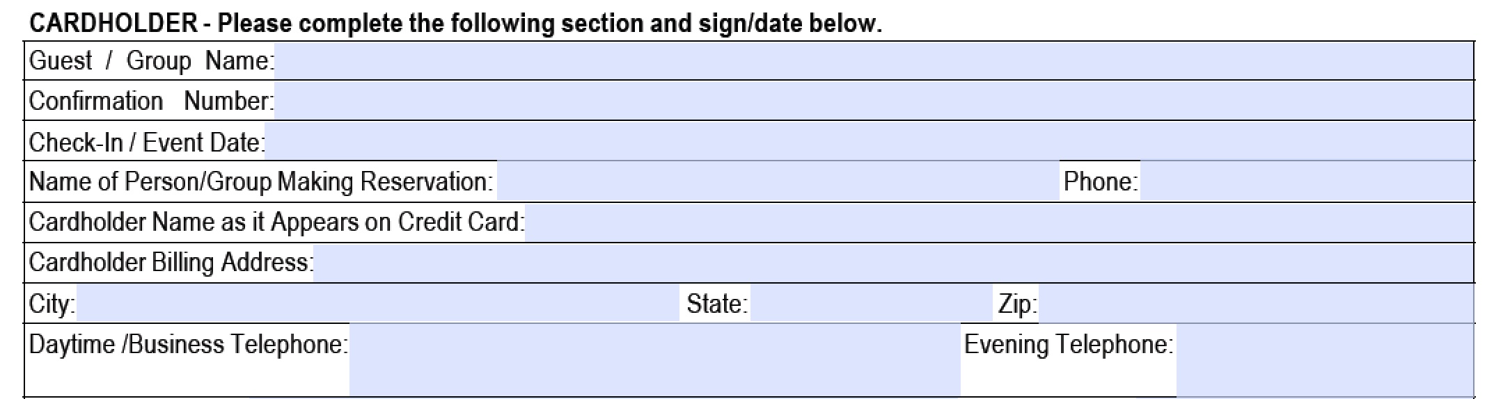 Download Hilton Credit Card Authorization Form Templa 1909