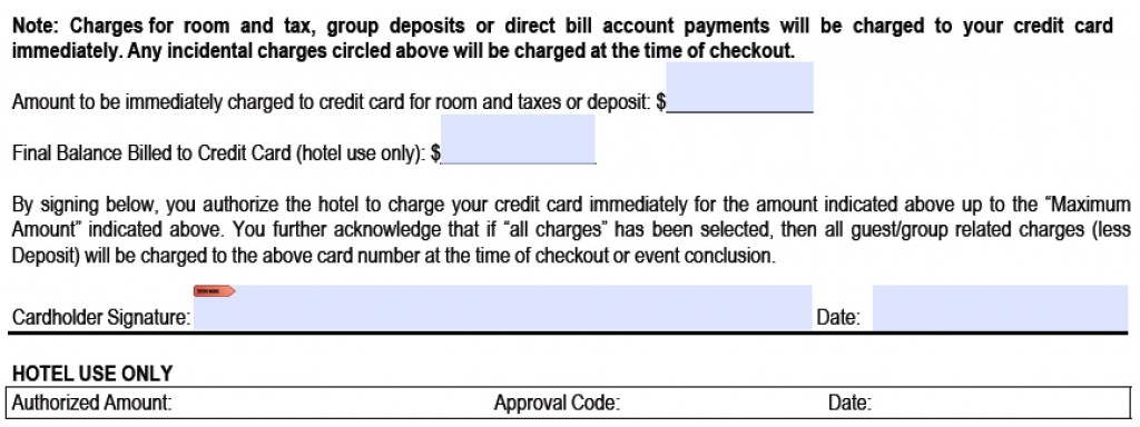 Download Hilton Credit Card Authorization Form Template Pdf 7810
