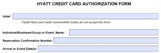 Download Hyatt Credit Card Authorization Form Template Pdf 8450