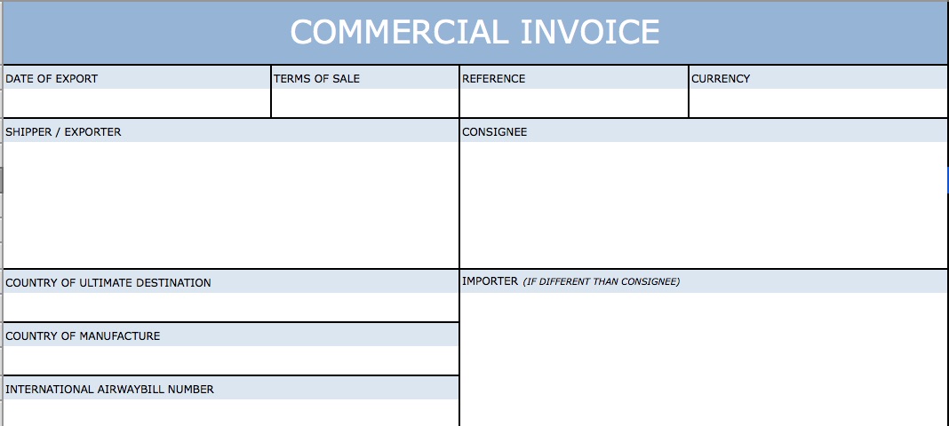 Download Standard Blank Commercial Invoice Template Excel Pdf Rtf Word Freedownloads Net