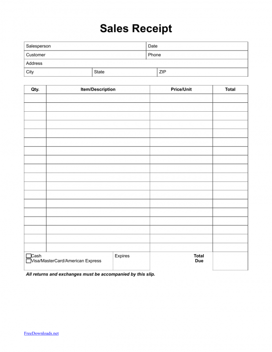 Download Itemized Sales Receipt Template PDF RTF Word FreeDownloads