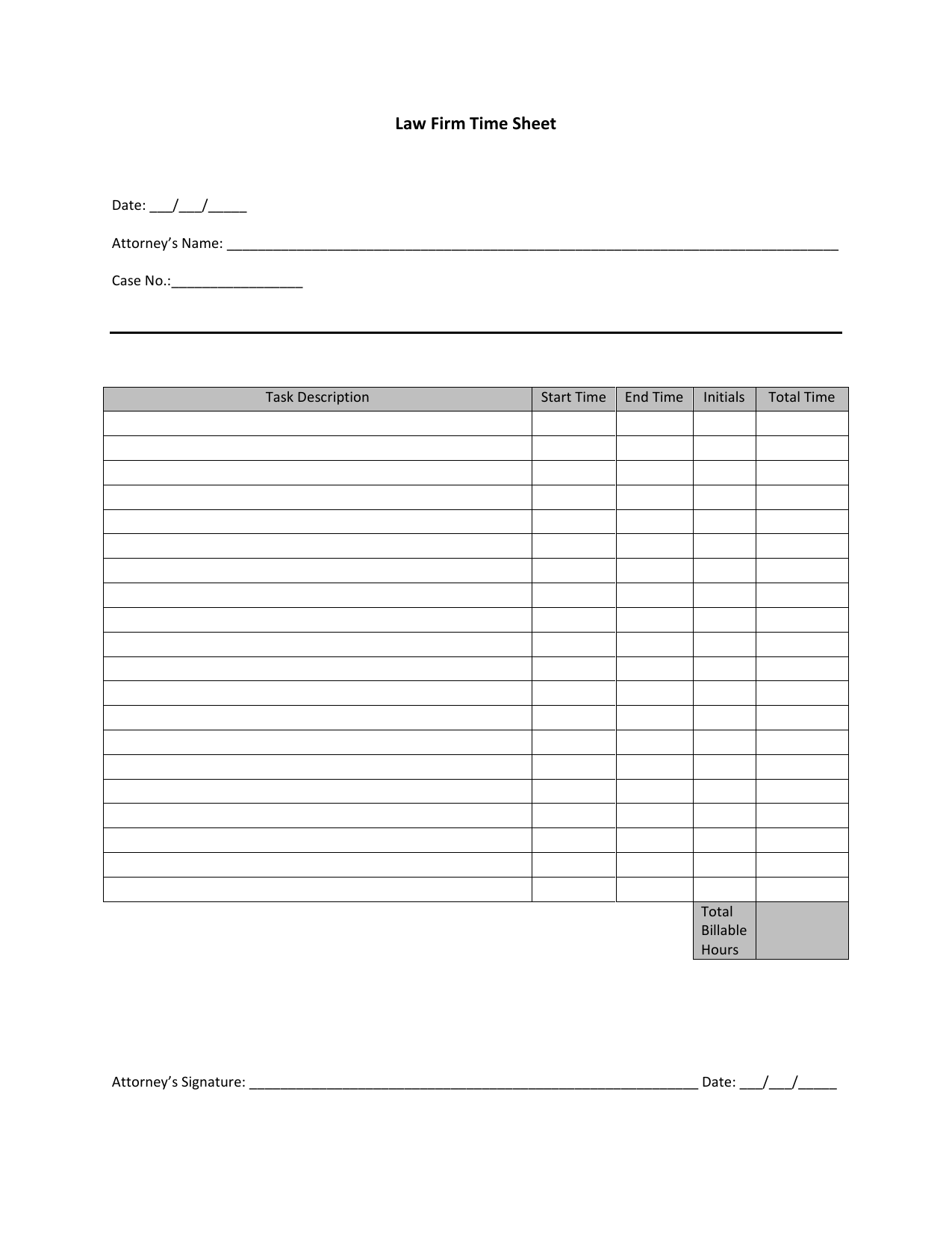 Attorney Billing Timesheet Templates