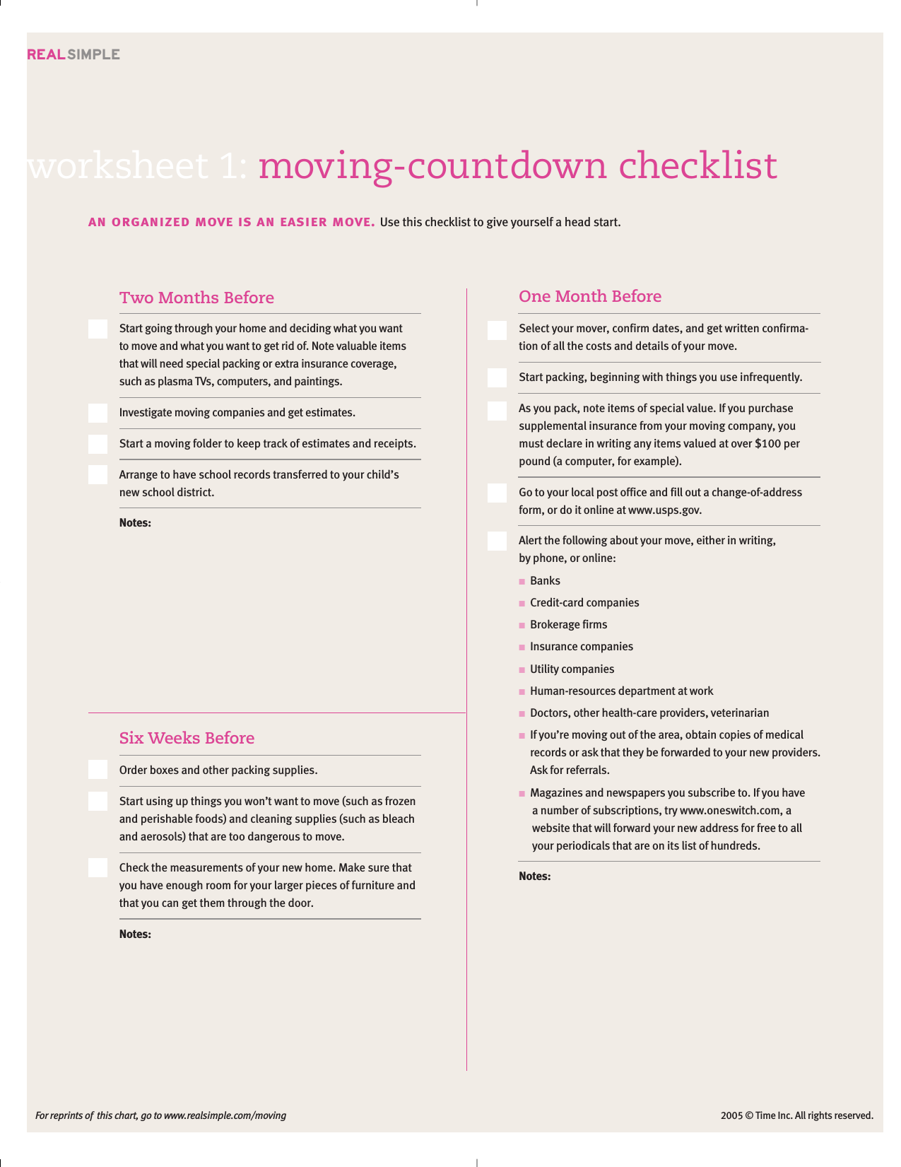 Download Moving Checklist Template Excel PDF RTF Word