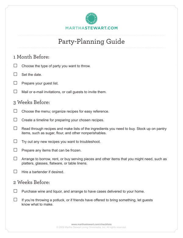 Download Party Checklist Template | Excel | PDF | RTF | Word ...