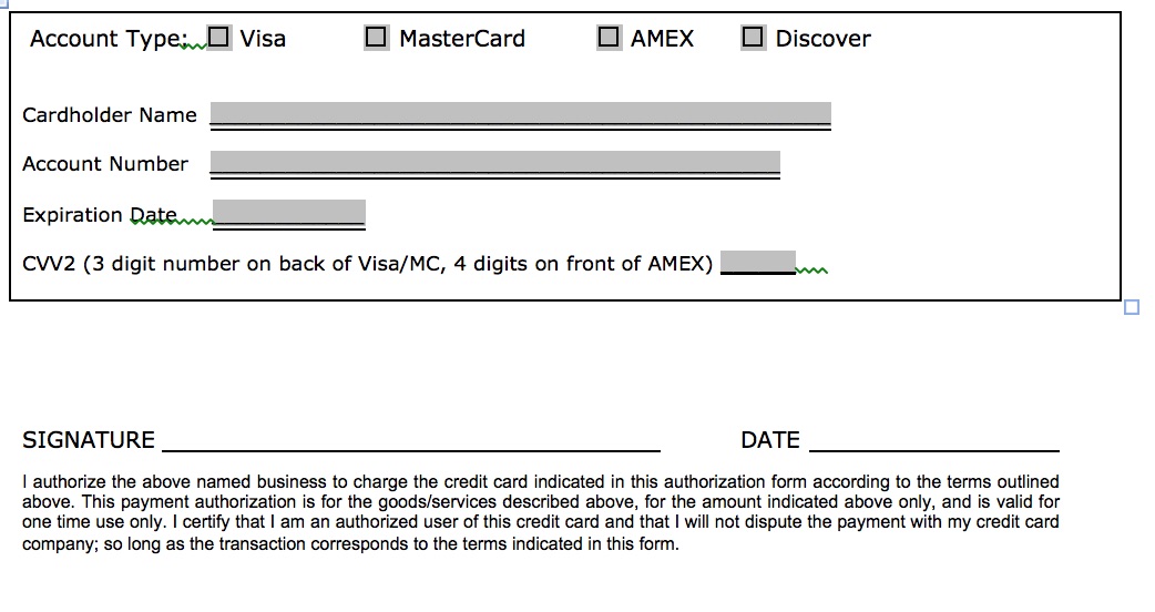 Download One (1) Time Credit Card Authorization Payment Form | PDF | RTF | Word | FreeDownloads.net