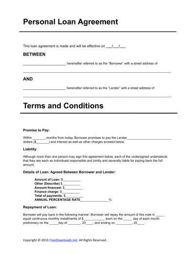 Cosigner Loan Agreement Template