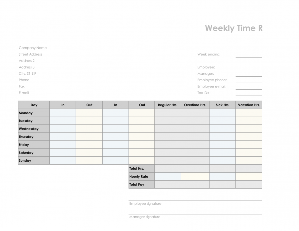 Download Employee Timesheet Template | Excel | PDF | RTF ...