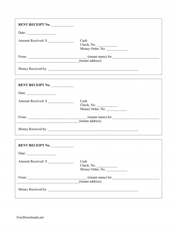 download monthly rental payment receipt template pdf freedownloadsnet