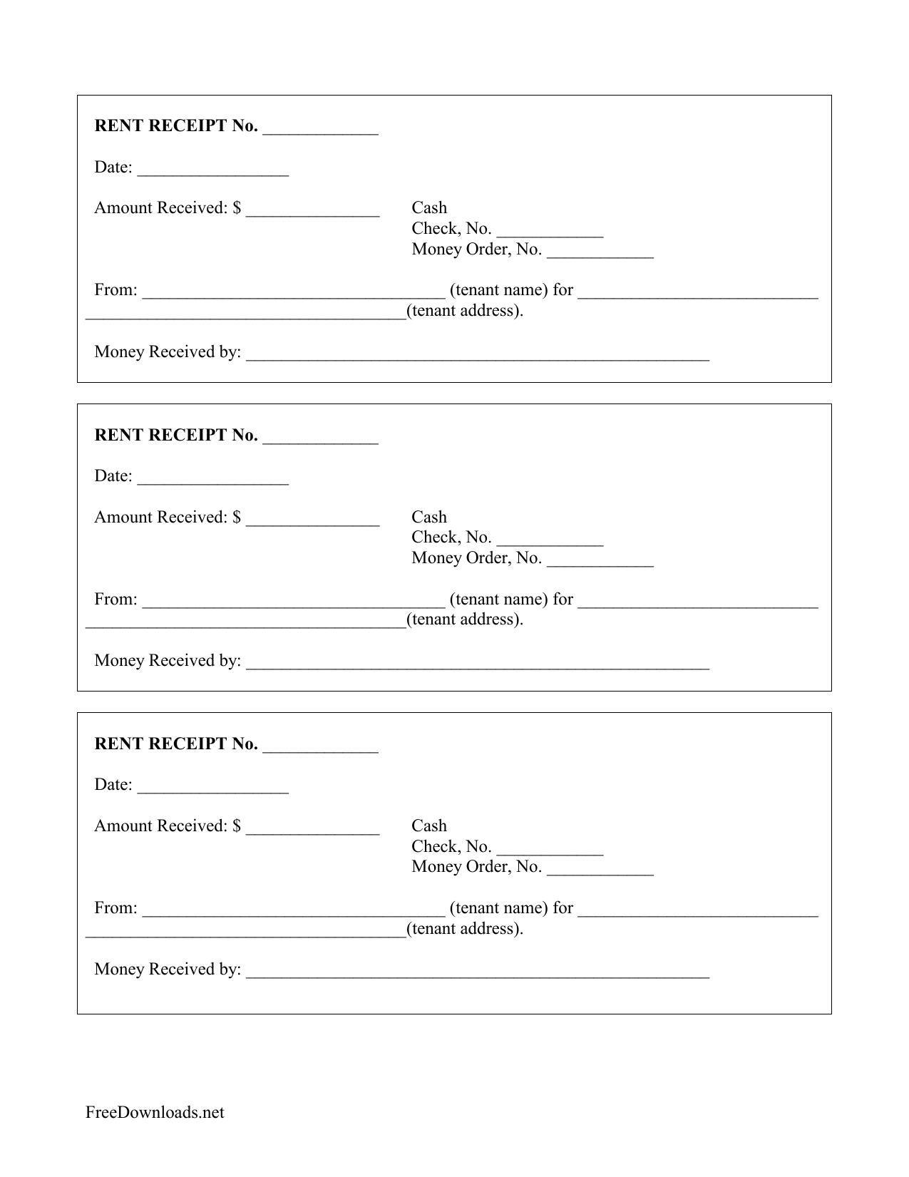Download Monthly Rental Payment Receipt Template  PDF