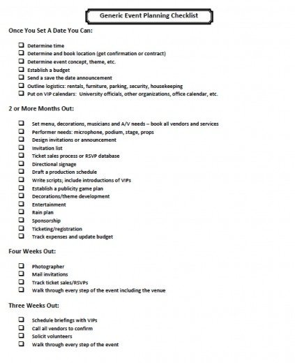 Download Event Planning Checklist | PDF | RTF | Word | FreeDownloads.net