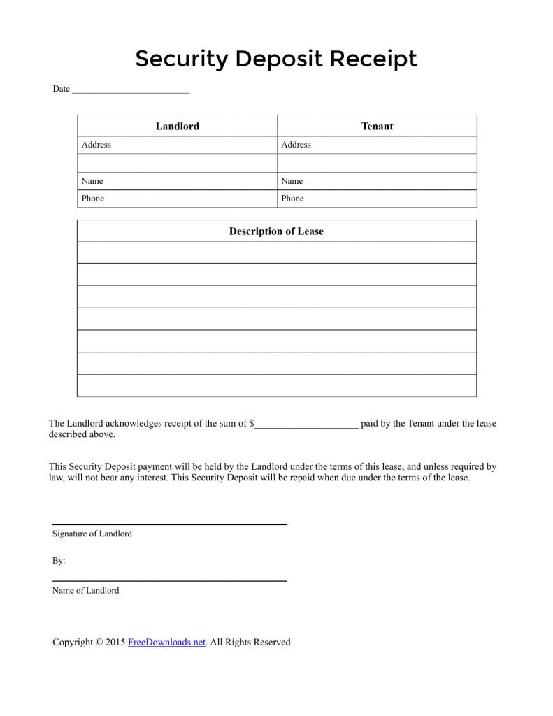 download security deposit receipt template pdf rtf