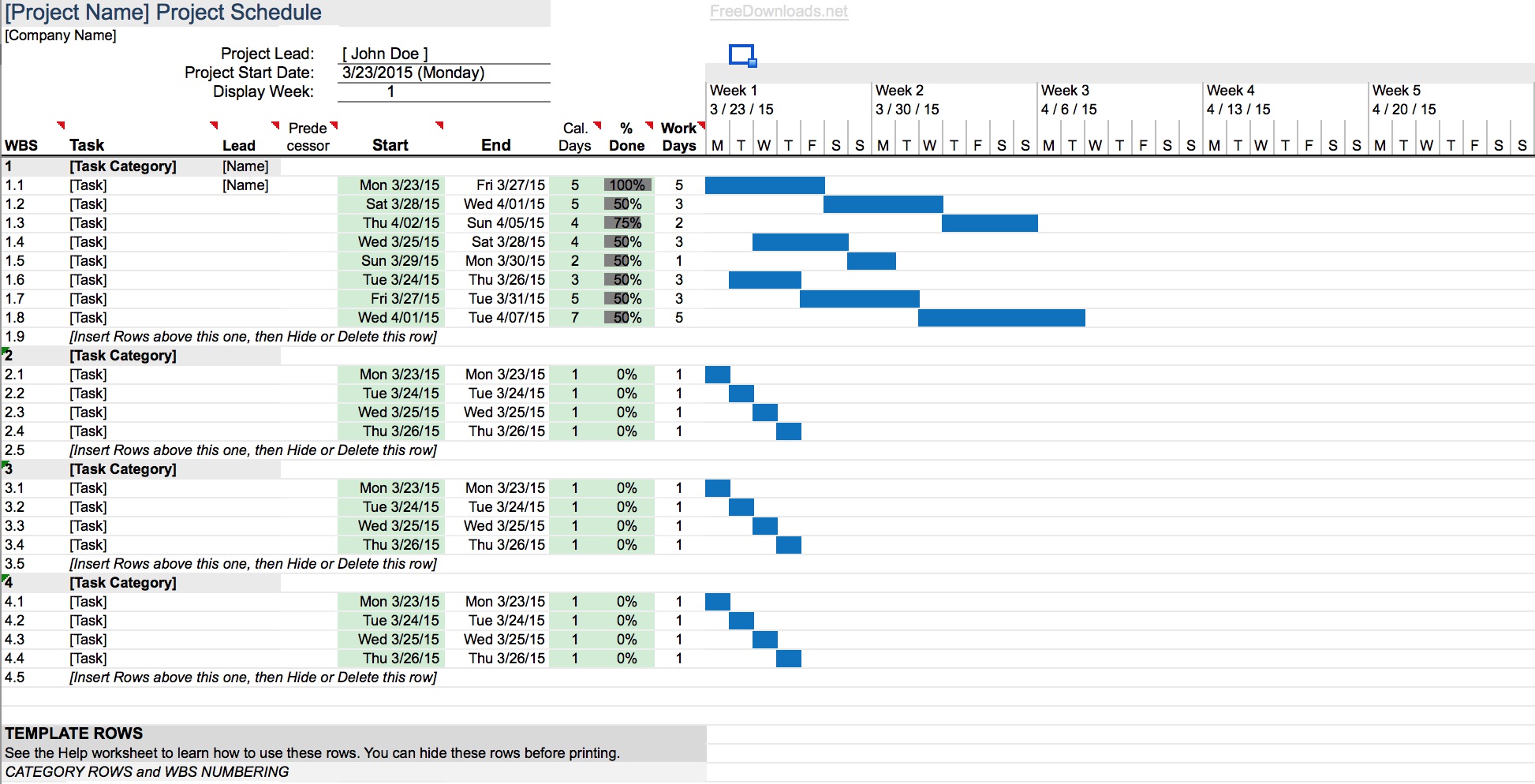 Download Simple GANTT Chart Template | Excel | FreeDownloads.net