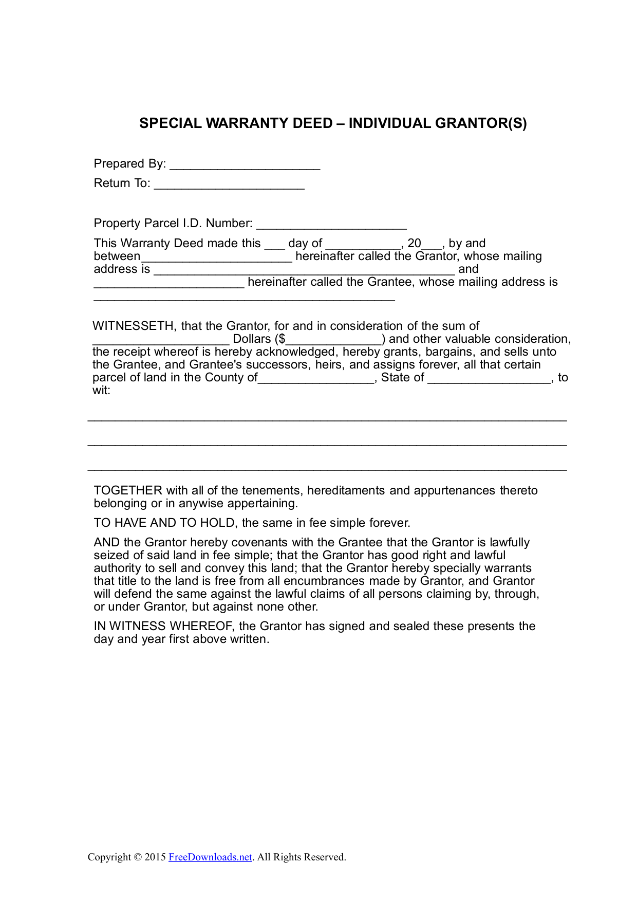 Free New Jersey Special Warranty Deed Form Pdf Word Eforms Vrogue