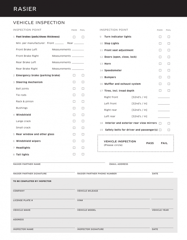 Download Vehicle Inspection Checklist Template Excel PDF RTF 